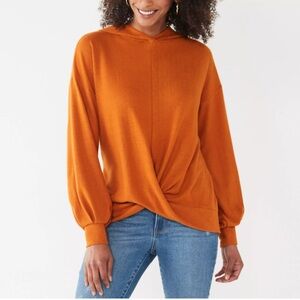 NWT Nine West twist front sweater sweatshirt hoodie size XS copper color